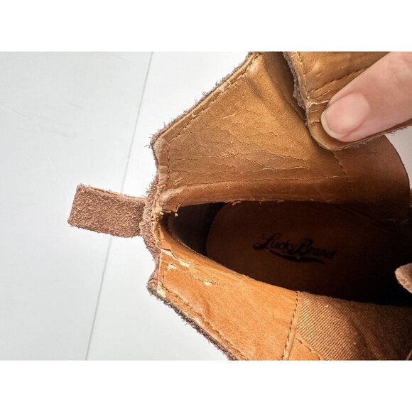 Lucky Brand Womens Bootie Size US 11M/EU 41 Honey Suede Lace Up Fall‎ Comfy READ - Picture 11 of 13